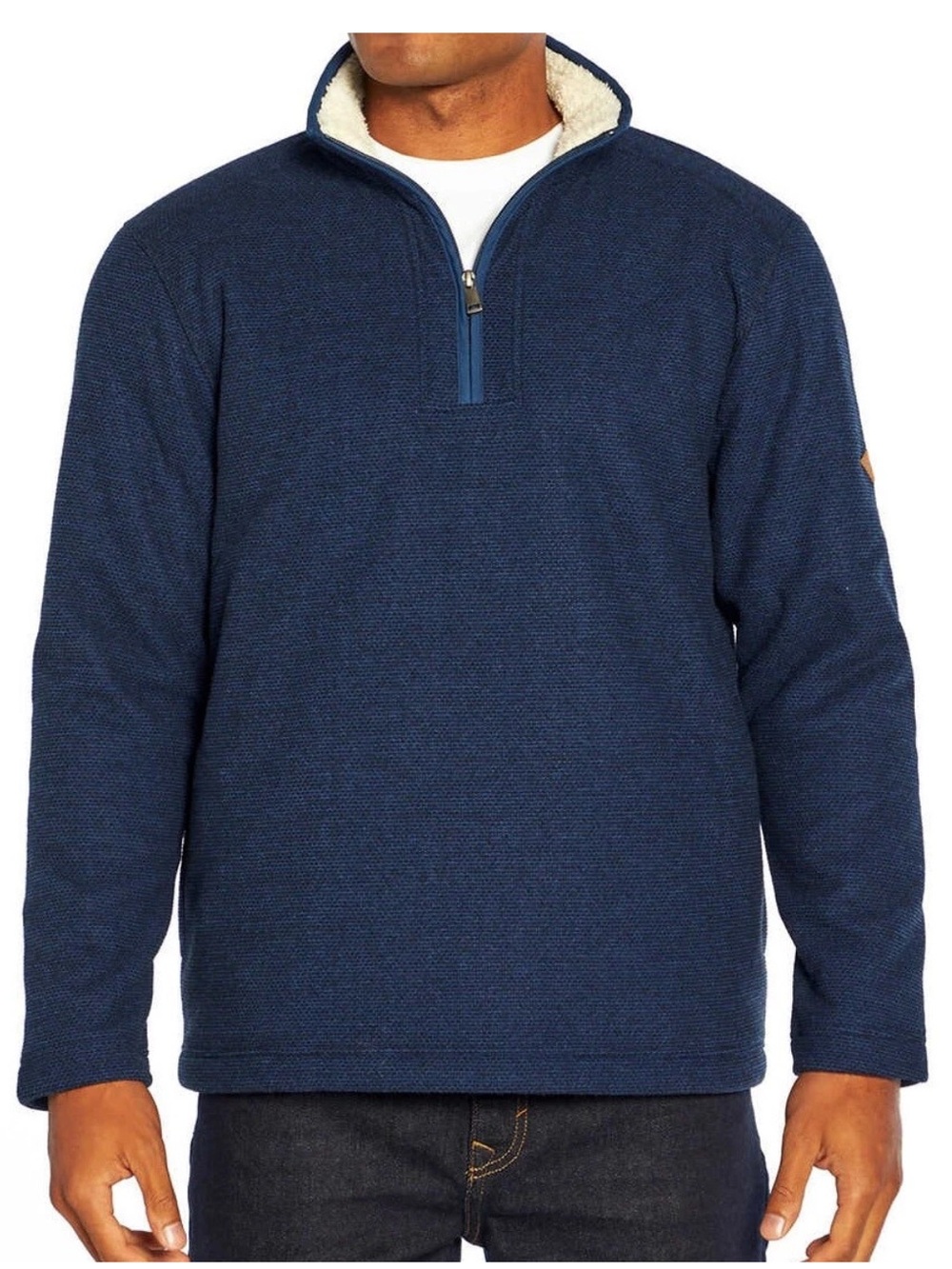 Orvis Brighton Sherpa Lined 1/4 Zip Pullover Sweater Navy Blue Men's XL Outdoor